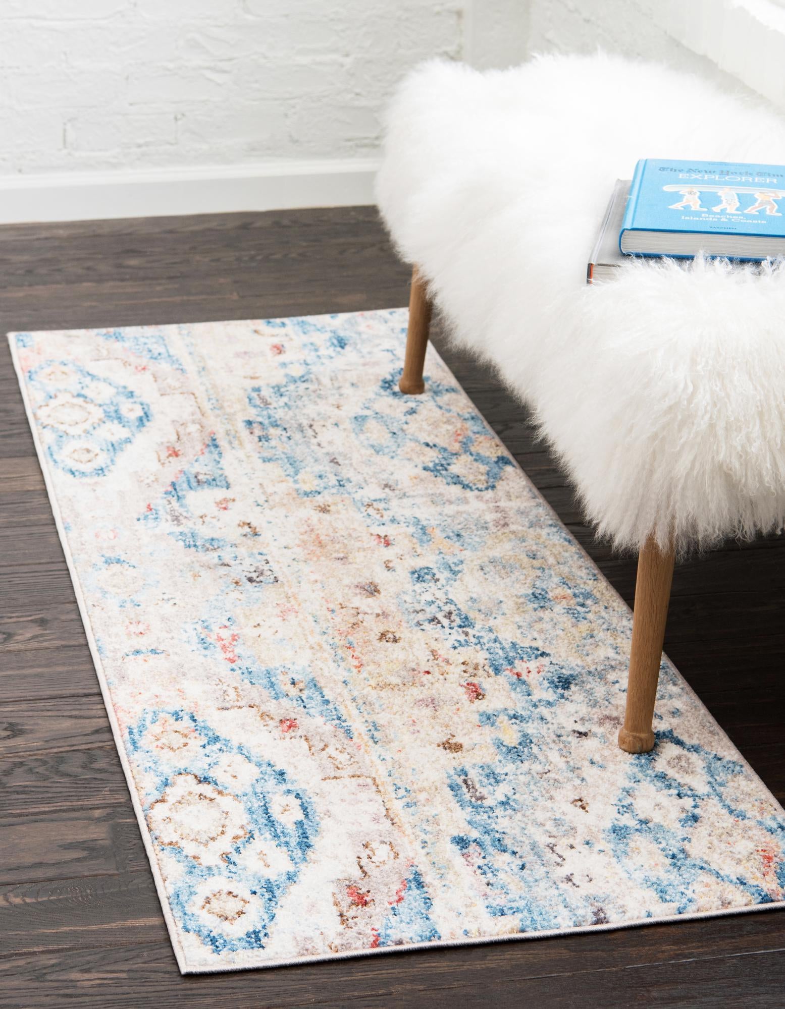 Light Blue Madrid Runner Rug
