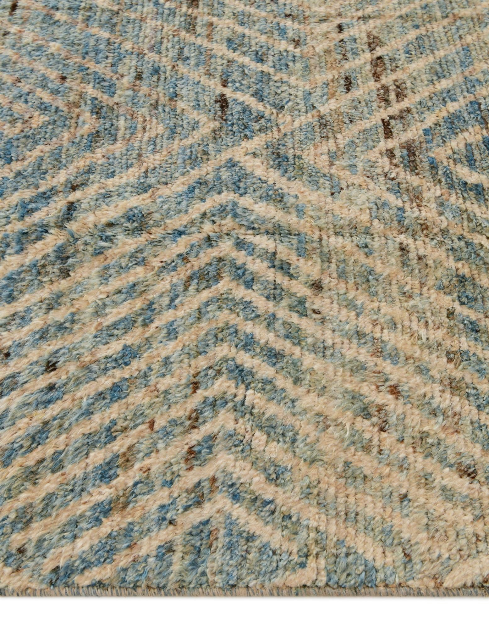 4' 3 x 19' 2 Hand Knotted Moroccan Wool Runner Rug