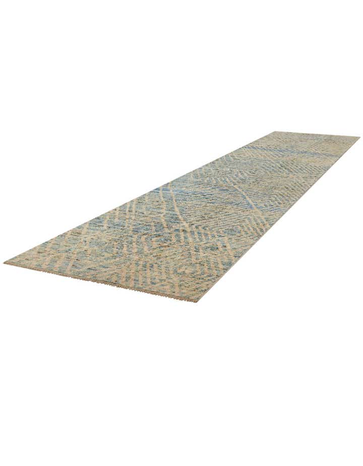 4' 3 x 19' 2 Hand Knotted Moroccan Wool Runner Rug