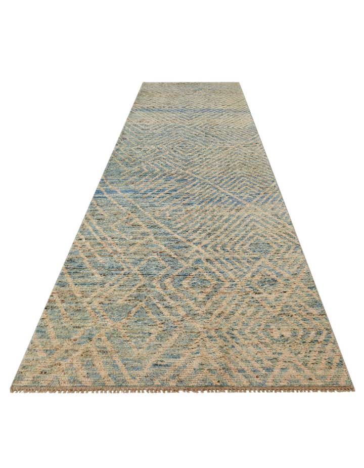4' 3 x 19' 2 Hand Knotted Moroccan Wool Runner Rug