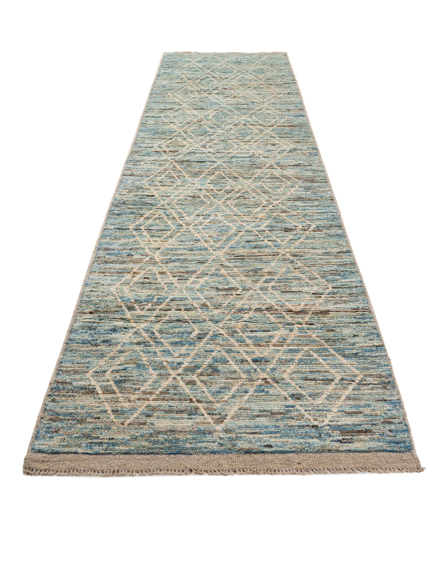 3' 2 x 16' 4 Hand Knotted Moroccan Wool Runner Rug