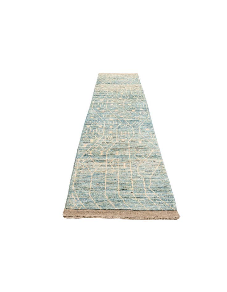 Detail image of 3' 3 x 13' 3 Hand Knotted Moroccan Wool Runner Rug