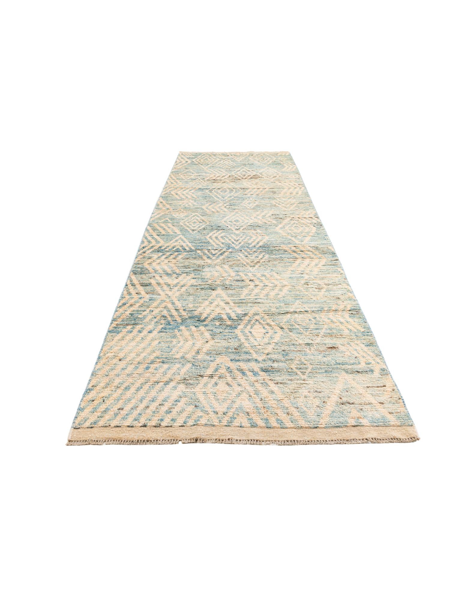 4' 5 x 13' 3 Hand Knotted Moroccan Wool Runner Rug
