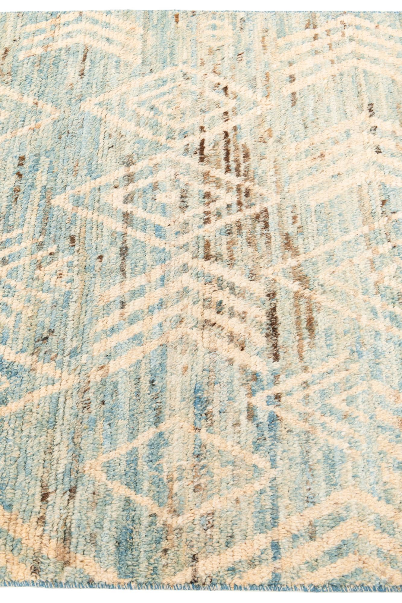 4' 5 x 13' 3 Hand Knotted Moroccan Wool Runner Rug