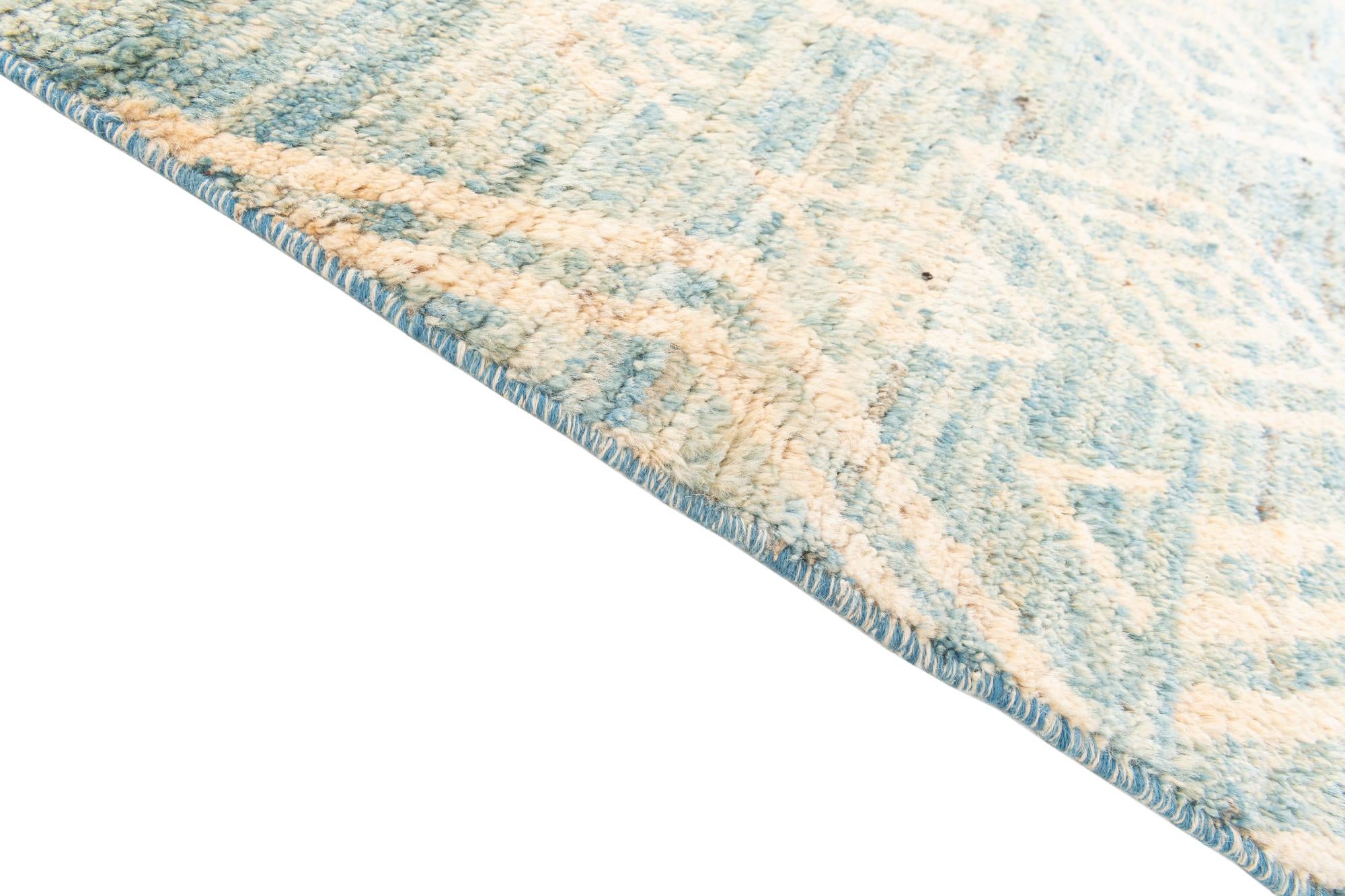 4' 5 x 13' 3 Hand Knotted Moroccan Wool Runner Rug