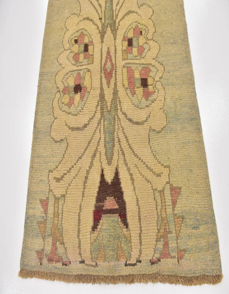 Detail image of 4' 3 x 10' 8 Hand Knotted Oushak Wool Runner Rug