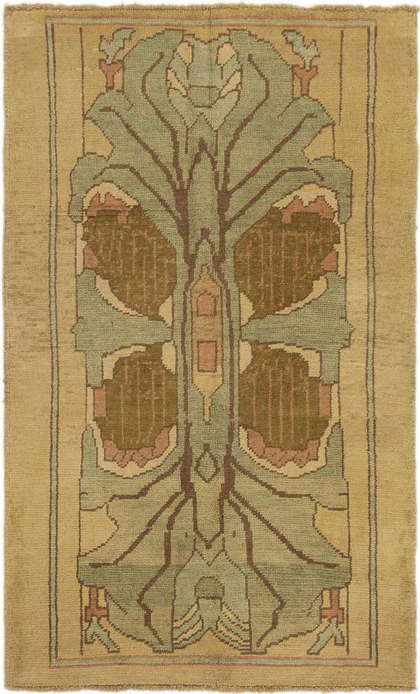 4' 3 x 7' Hand Knotted Oushak Wool Runner Rug