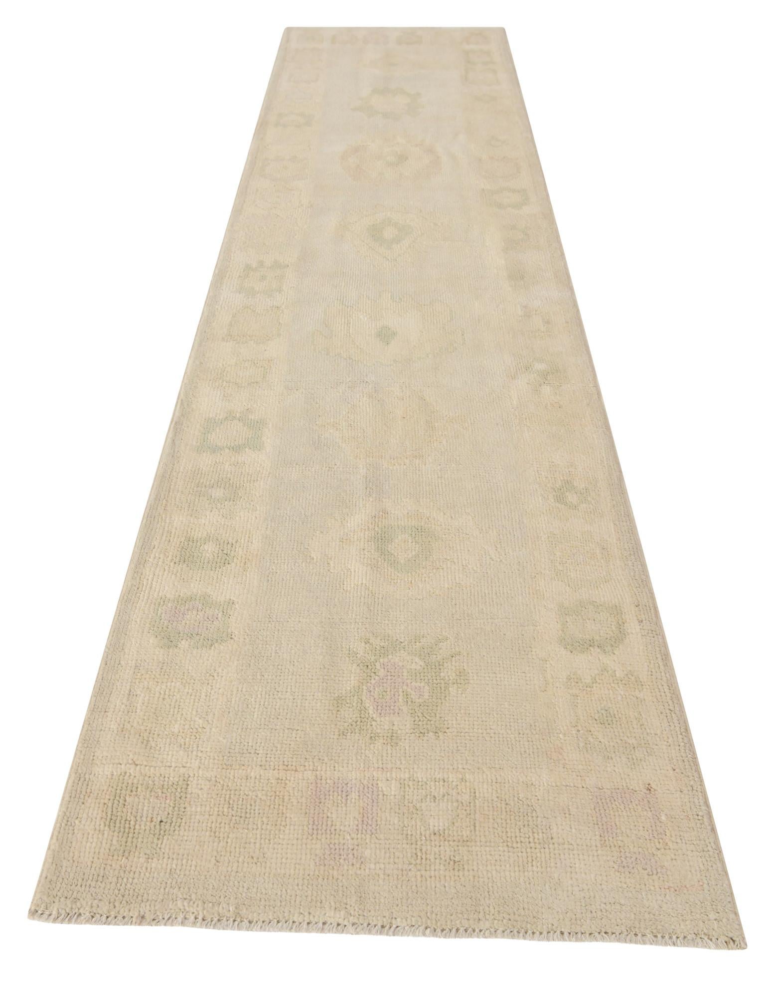 2' 6 x 11' Hand Knotted Oushak Wool Runner Rug