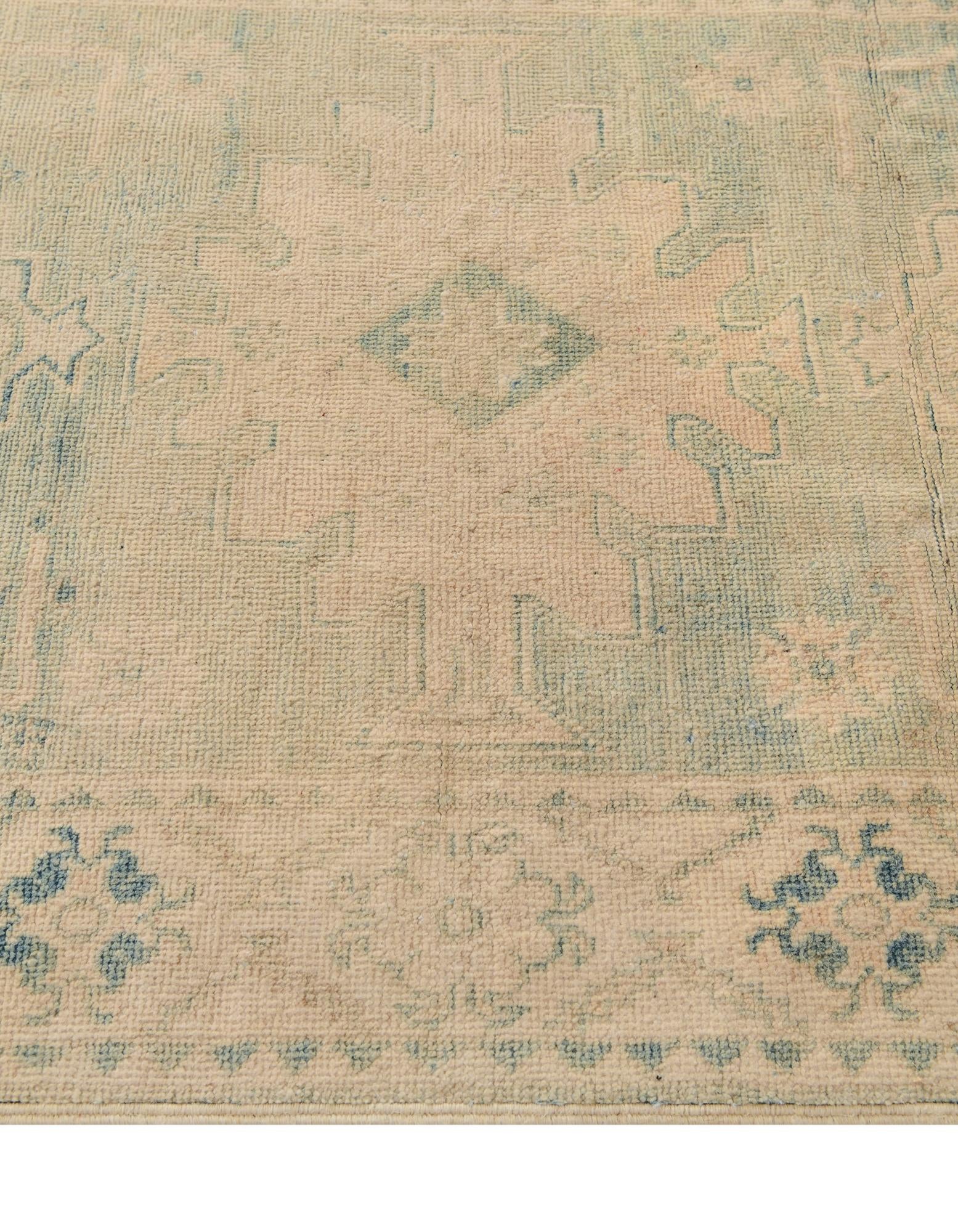 2' 9 x 8' 6 Hand Knotted Oushak Wool Runner Rug