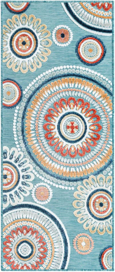 Detail image of 2' 2 x 5' 3 Easy-Clean Botanical Indoor / Outdoor Runner Rug