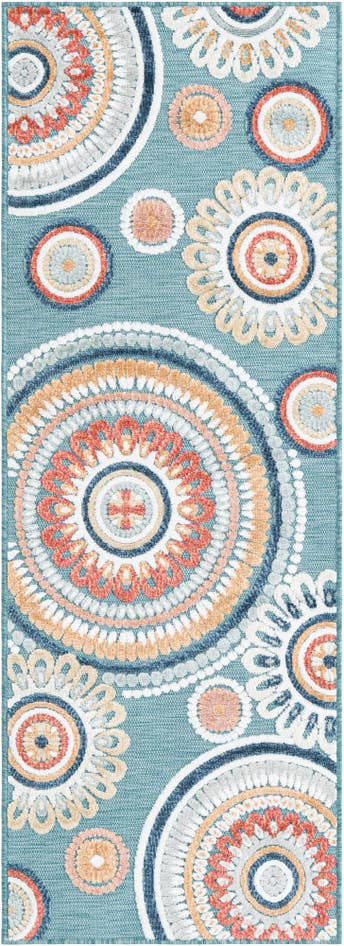 Detail image of 2' 2 x 6' Easy-Clean Botanical Indoor / Outdoor Runner Rug