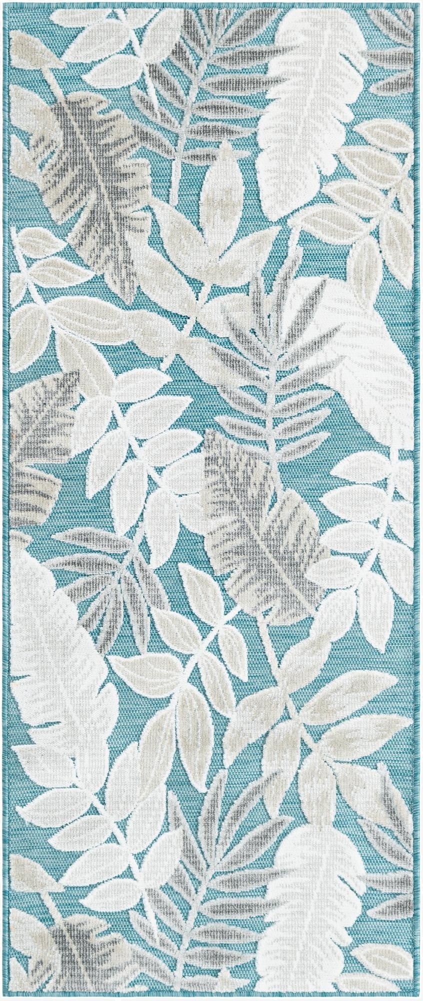 2' 2 x 5' 3  Washable Botanical Indoor / Outdoor Runner Rug
