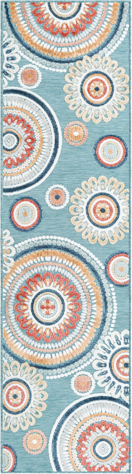 Primary image 2' 2 x 8'  Washable Botanical Indoor / Outdoor Runner Rug