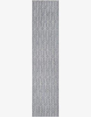 Light Blue Easy-Clean Lattice Indoor / Outdoor Runner Rug