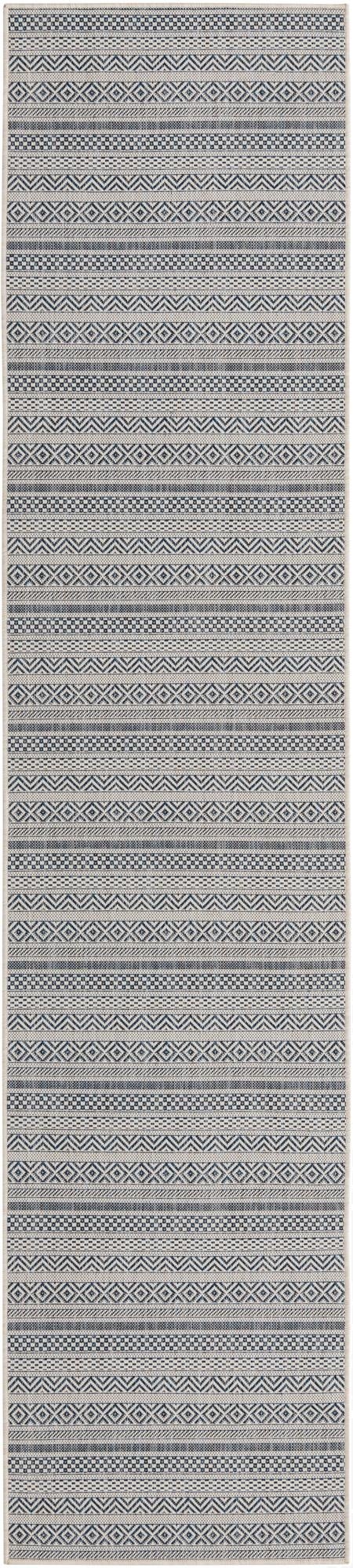 Primary image 2' 7 x 12'  Washable Striped Indoor / Outdoor Runner Rug