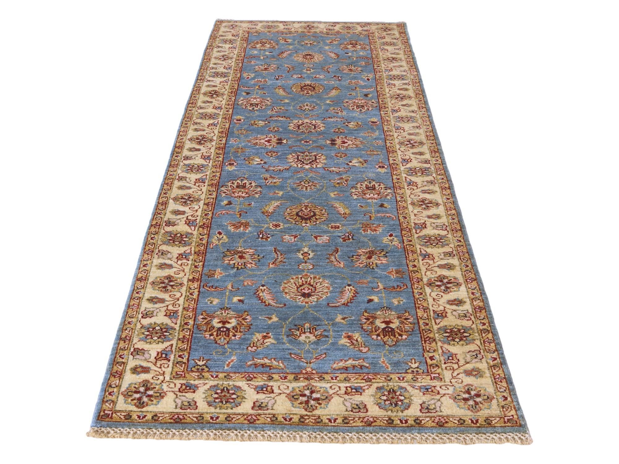2' 9 x 8' 7 Hand Knotted Pershawar Ziegler Runner Rug