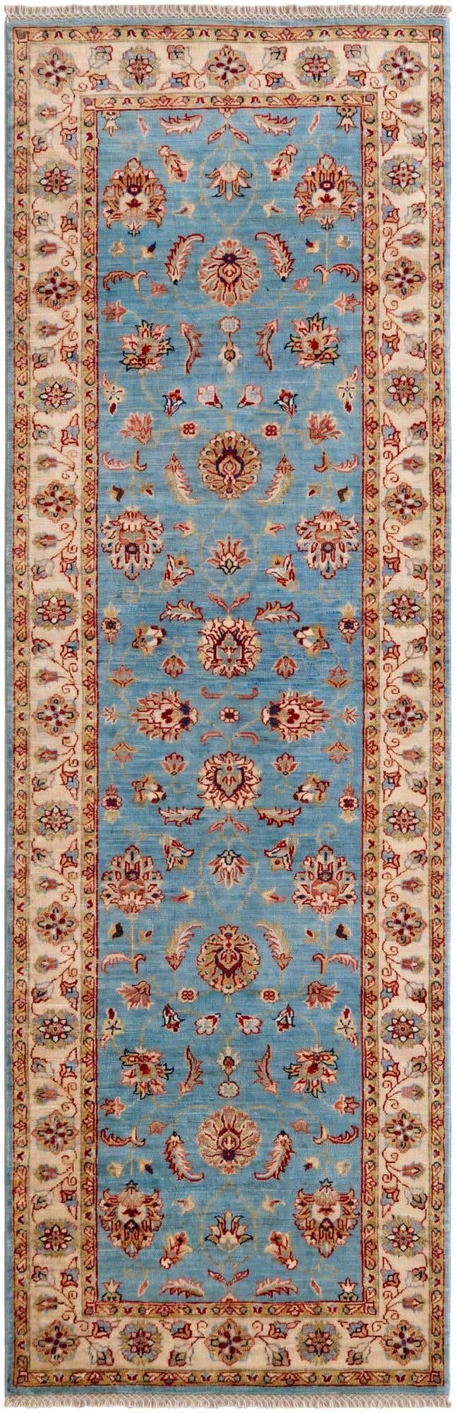 2' 9 x 8' 7 Hand Knotted Pershawar Ziegler Runner Rug