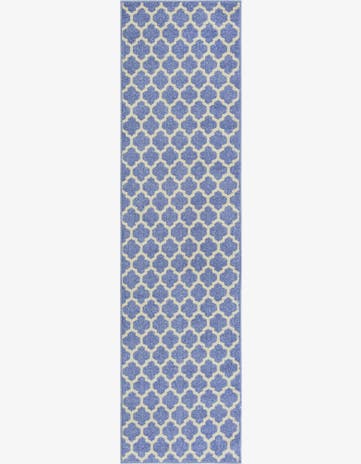 Light Blue Trellis Runner Rug