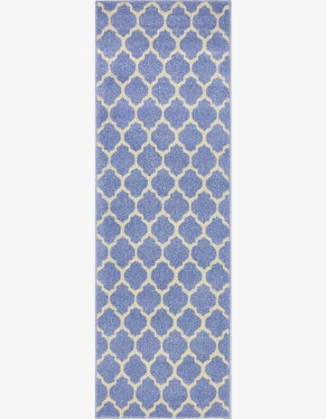 Light Blue Trellis Runner Rug