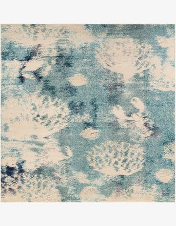 Light Blue Washable Amalfi Square Rug
