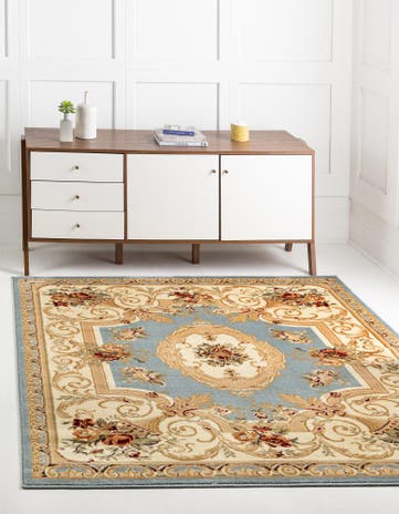 Light Blue Chateau Square Rug