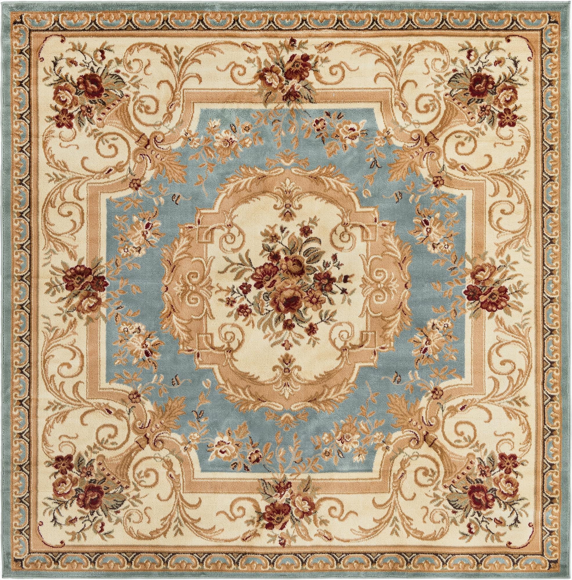 7' x 7' Classic Aubusson Square Rug