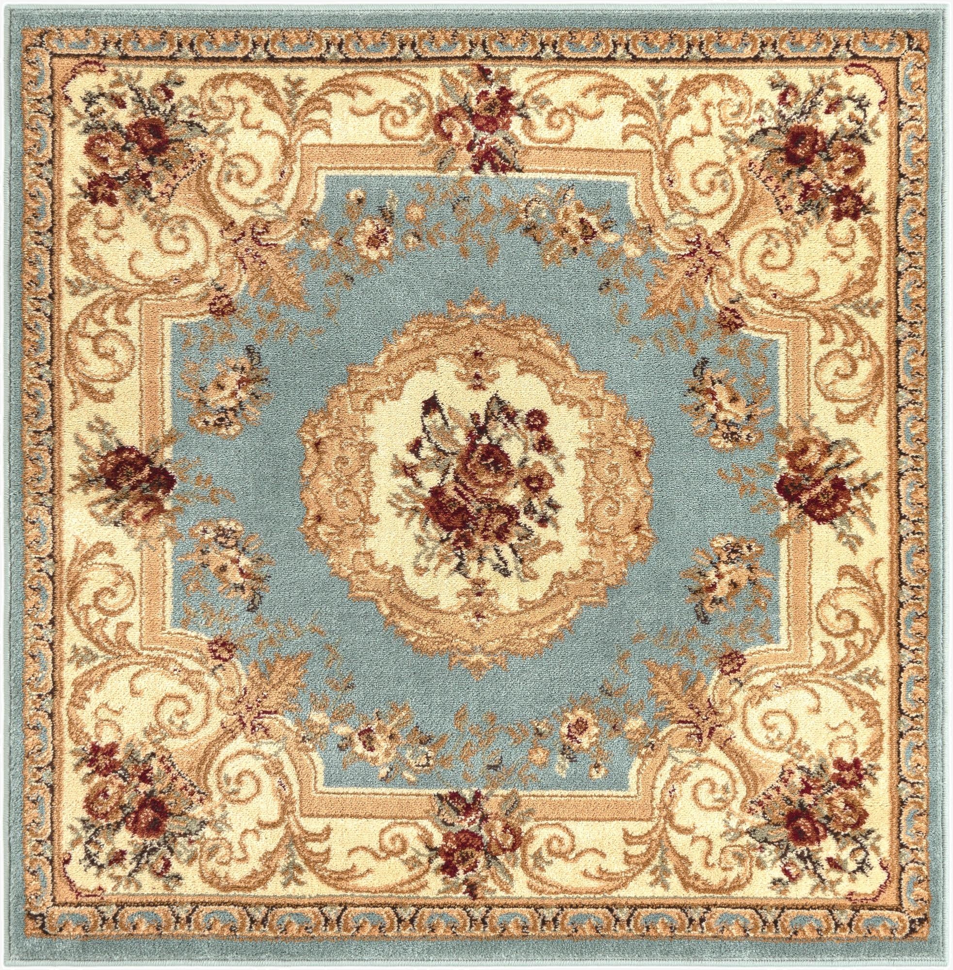 4' x 4' Classic Aubusson Square Rug