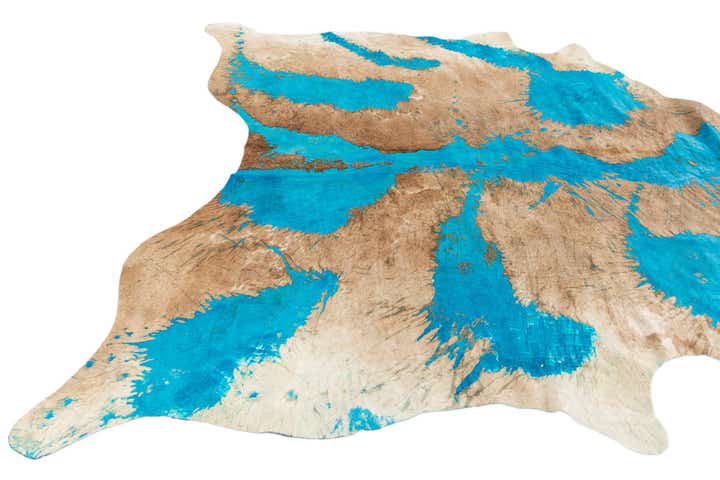 6' 7 x 6' 9 Cowhide Leather Square Rug