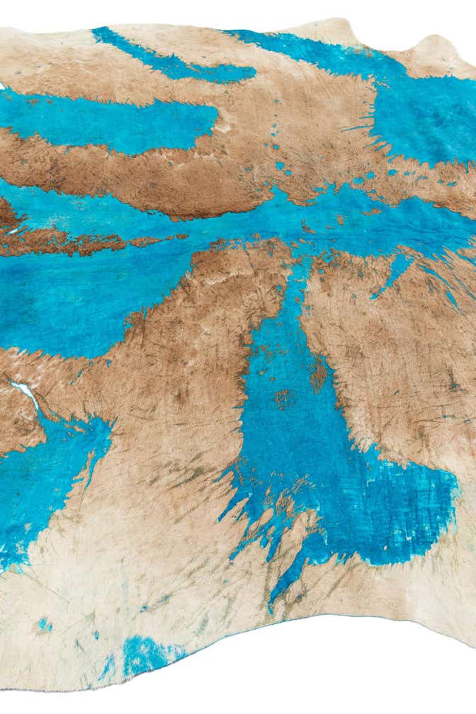 6' 7 x 6' 9 Cowhide Leather Square Rug