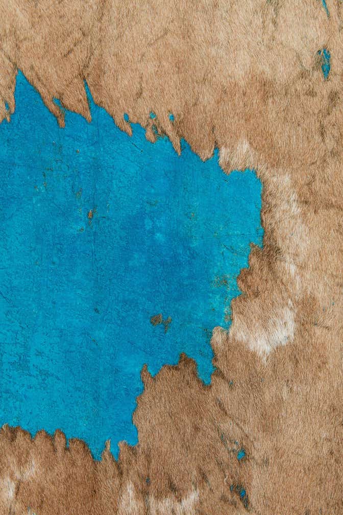 6' 7 x 6' 9 Cowhide Leather Square Rug