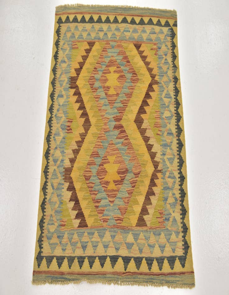 Detail image of 3' 2 x 3' 8  Hand Woven Kilim Maymana Wool Square Rug