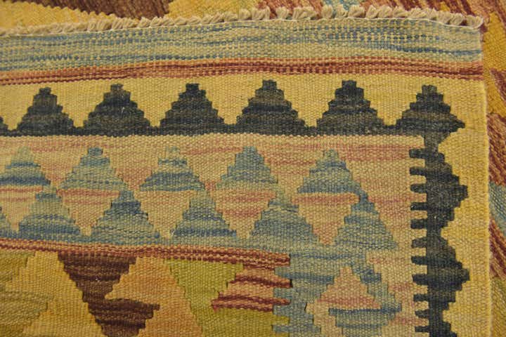 3' 2 x 3' 8 Hand Woven Kilim Maymana Wool Square Rug