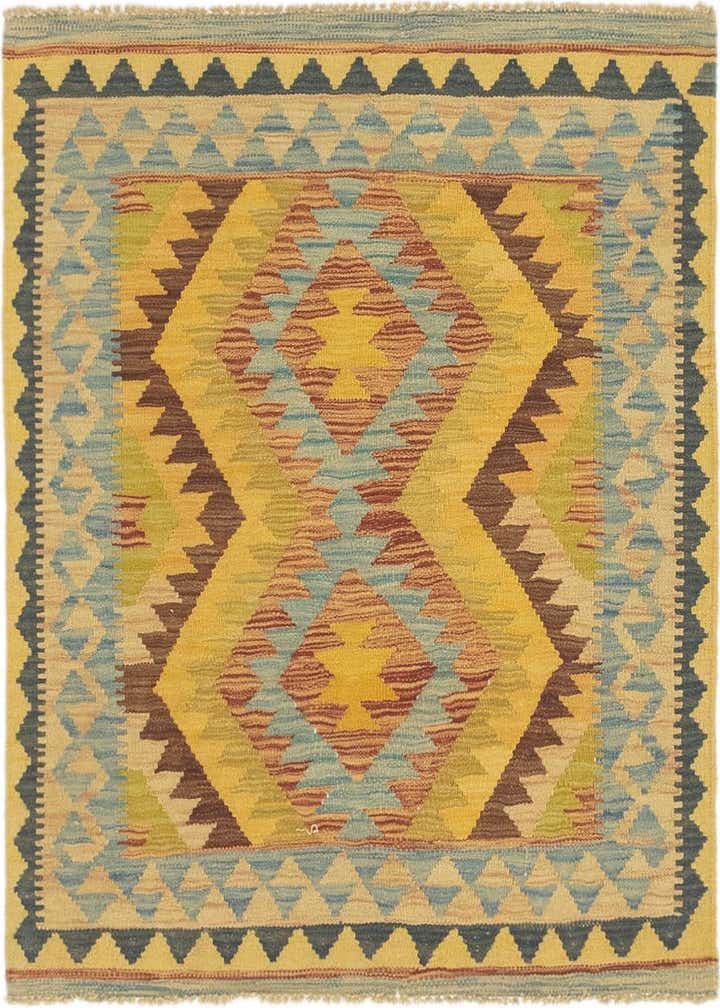 3' 2 x 3' 8 Hand Woven Kilim Maymana Wool Square Rug