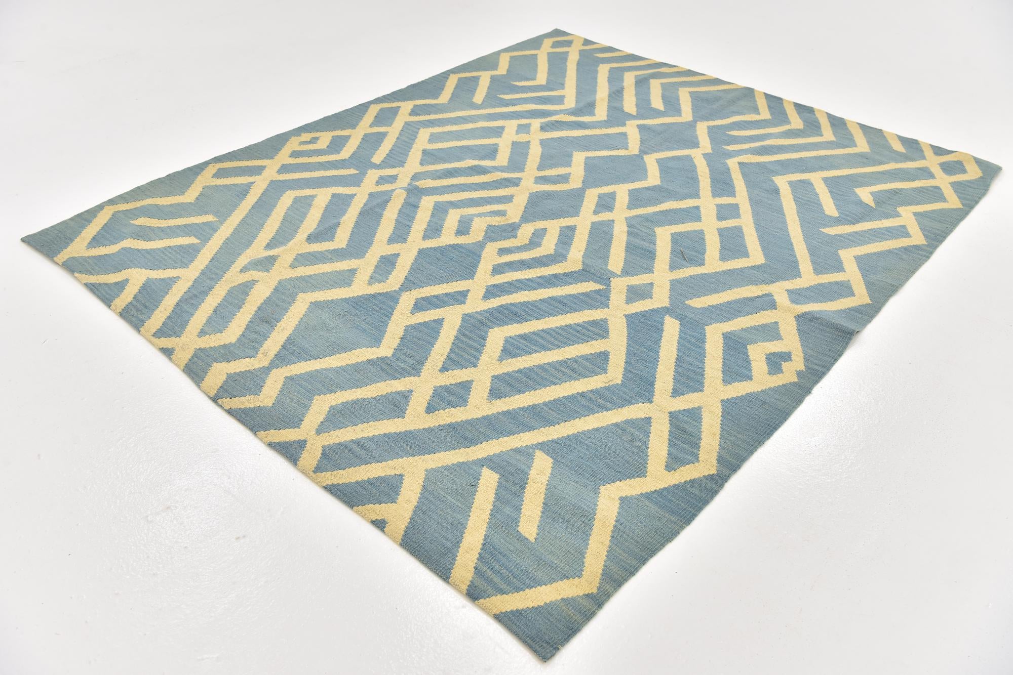 5' 3 x 6' 5 Hand Woven Kilim Modern Wool Square Rug