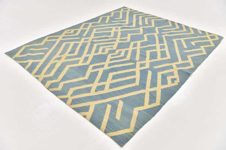 5' 3 x 6' 5 Hand Woven Kilim Modern Wool Square Rug