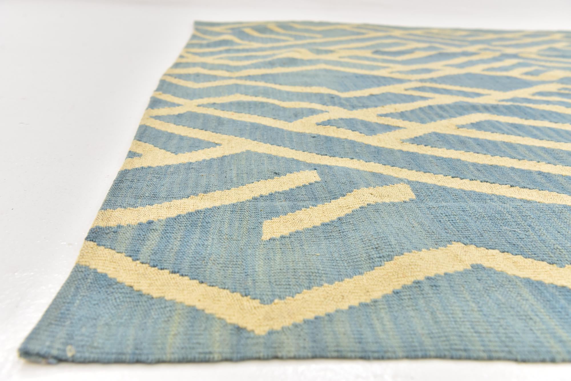 5' 3 x 6' 5 Hand Woven Kilim Modern Wool Square Rug