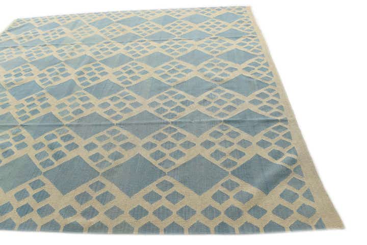 8' 9 x 9' 6 Hand Woven Kilim Modern Wool Square Rug