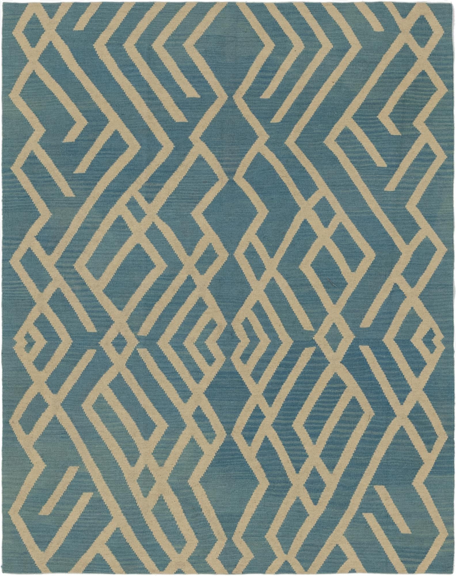 5' 3 x 6' 5  Hand Woven Kilim Modern Wool Square Rug
