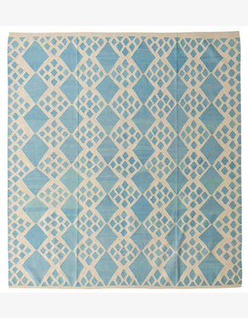 8' 9 x 9' 6 Hand Woven Kilim Modern Wool Square Rug