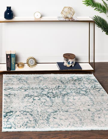 Light Blue Modern Classical Square Rug