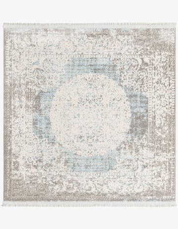 Light Blue Modern Classical Square Rug