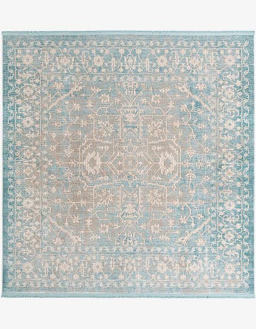Light Blue Modern Classical Square Rug