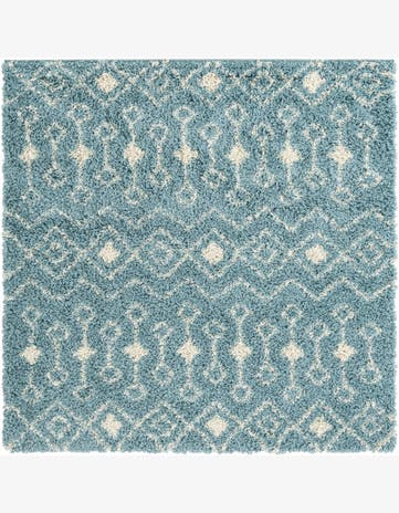 Light Blue Moroccan Trellis Shag Square Rug