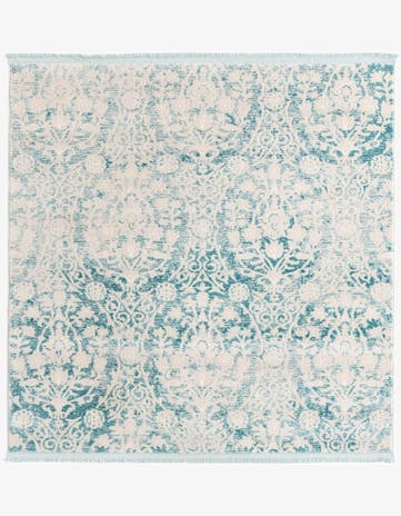 Light Blue New Vintage Square Rug