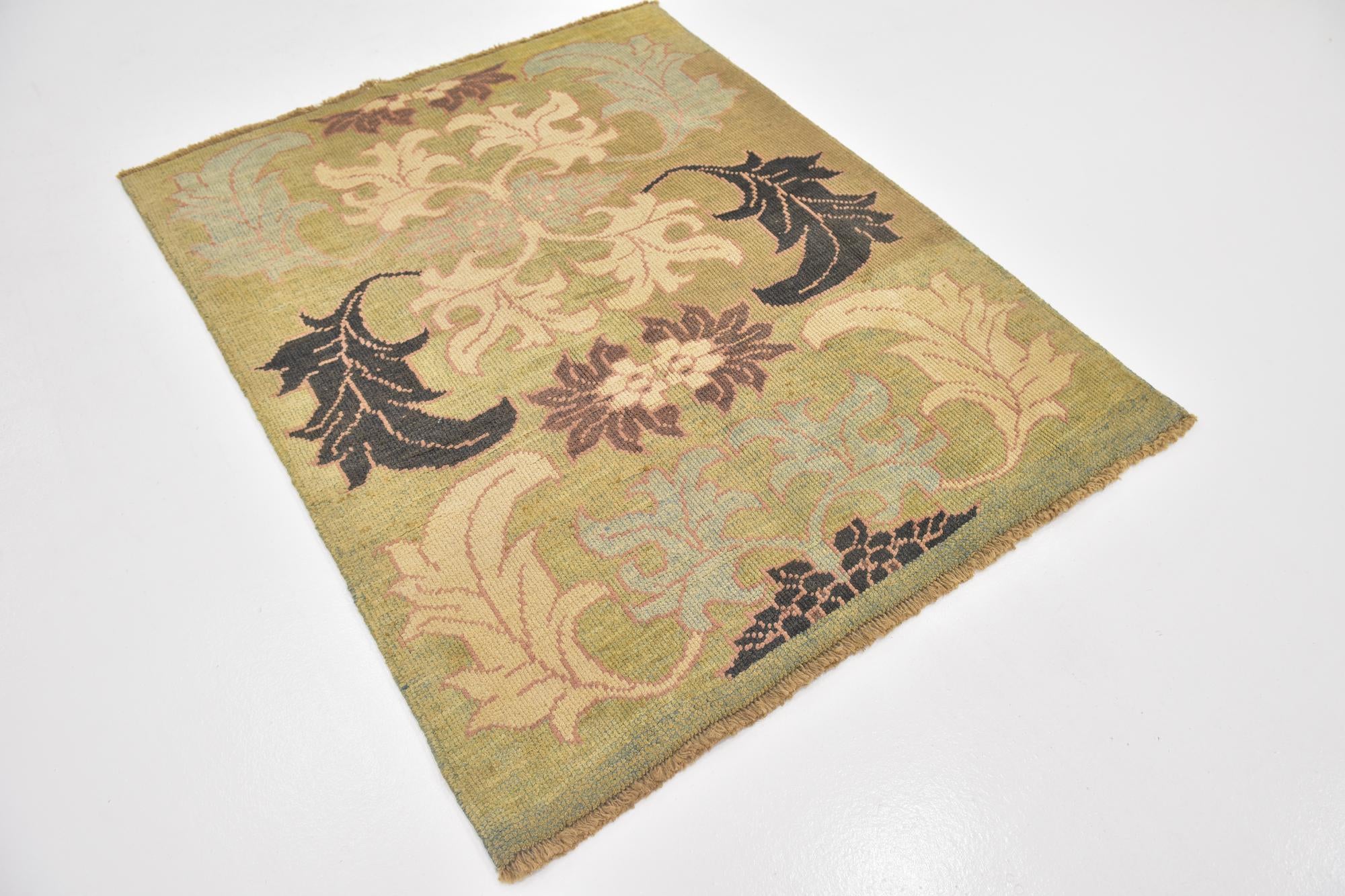 4' 2 x 5' 3 Hand Knotted Oushak Wool Square Rug