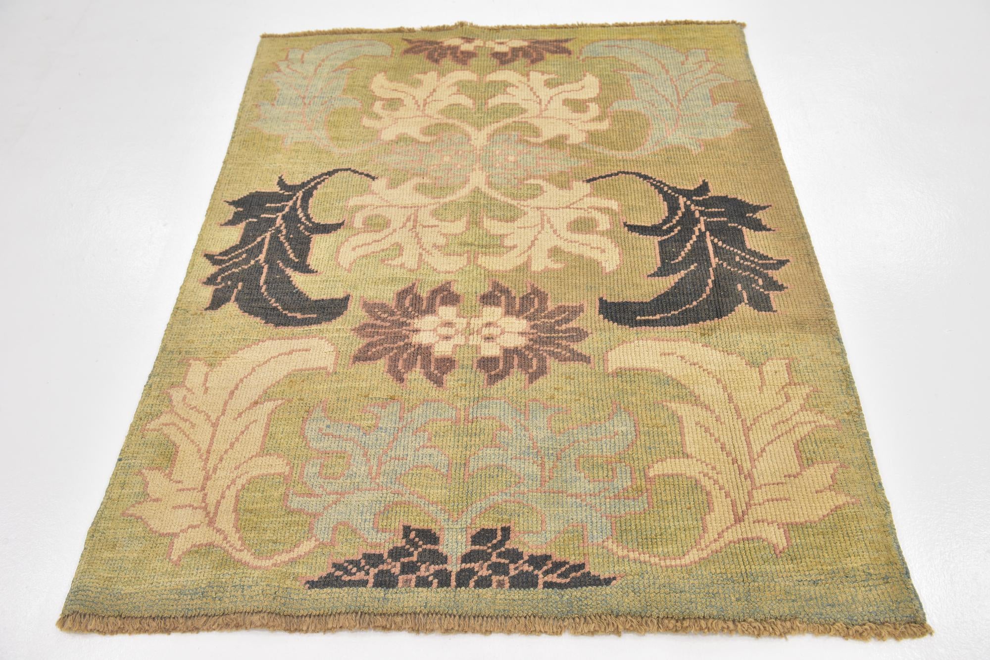 4' 2 x 5' 3 Hand Knotted Oushak Wool Square Rug