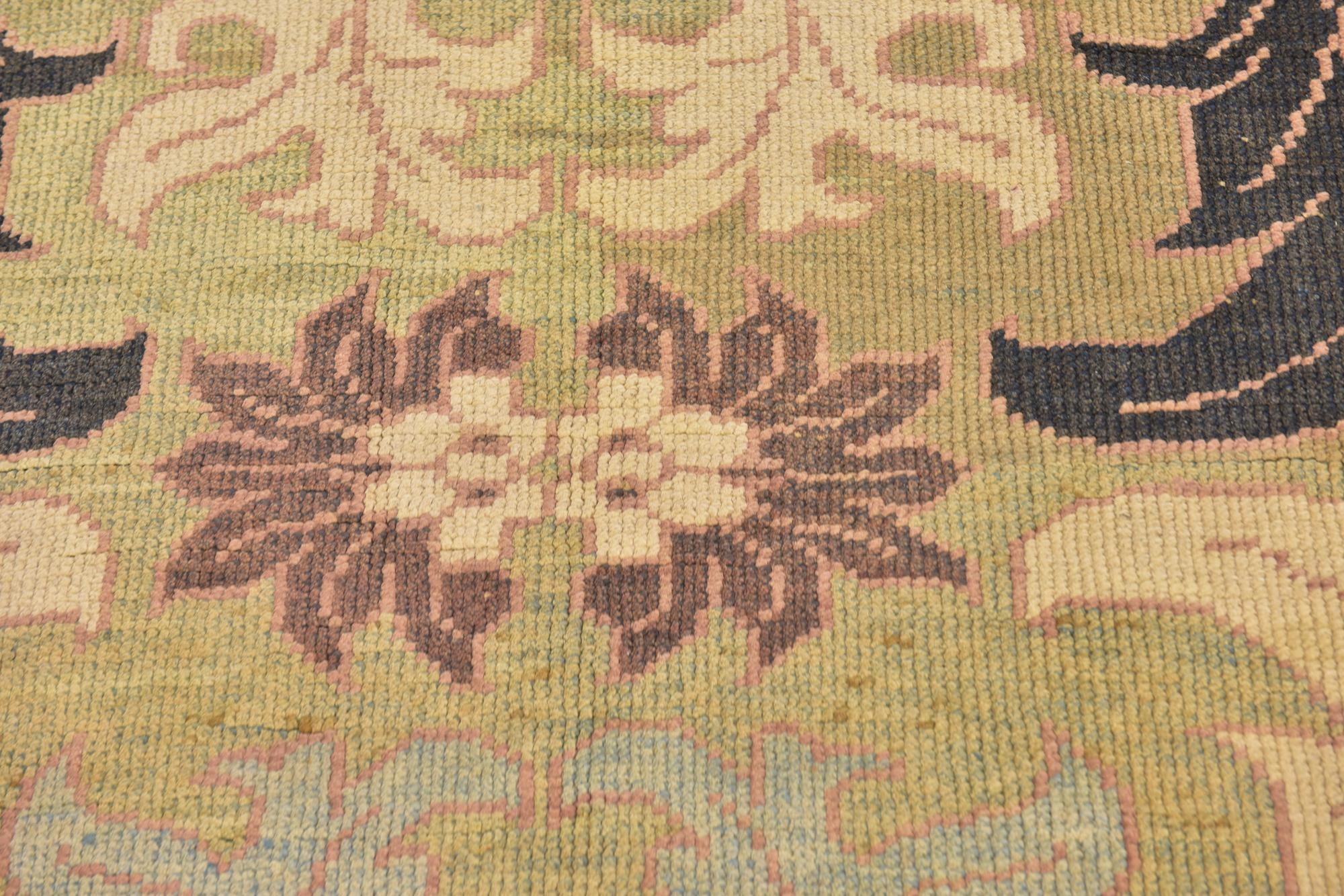 4' 2 x 5' 3 Hand Knotted Oushak Wool Square Rug