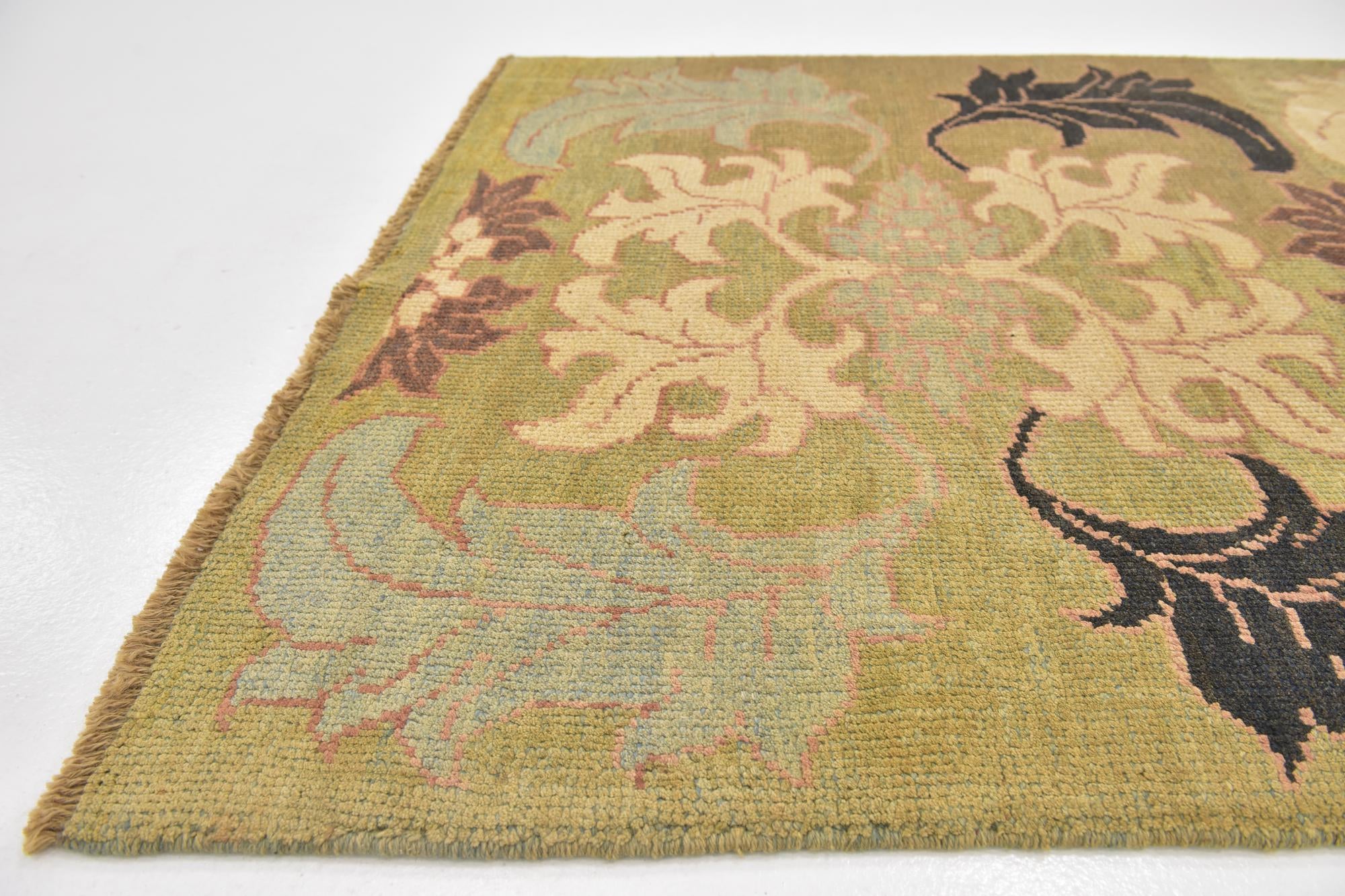 4' 2 x 5' 3 Hand Knotted Oushak Wool Square Rug