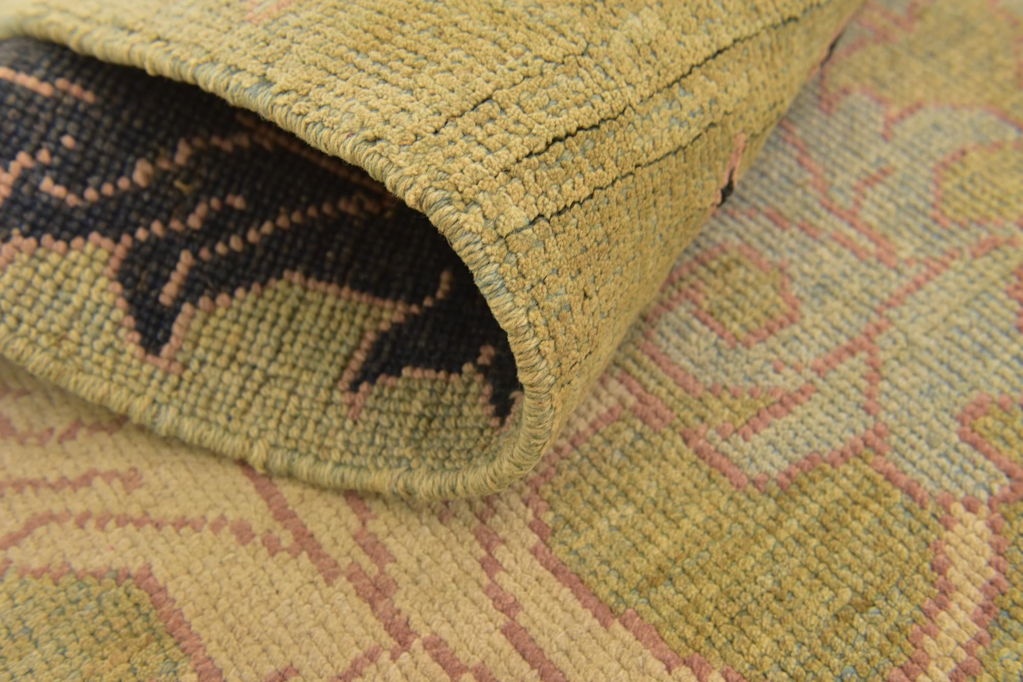 4' 2 x 5' 3 Hand Knotted Oushak Wool Square Rug