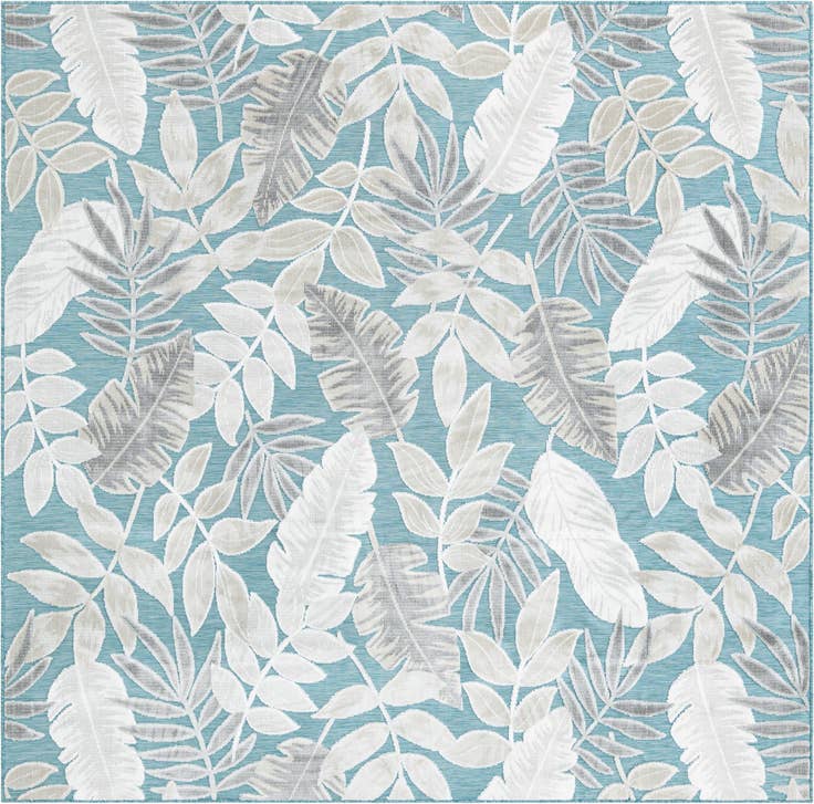 Detail image of 8' 2 x 8' 2 Easy-Clean Botanical Indoor / Outdoor Square Rug